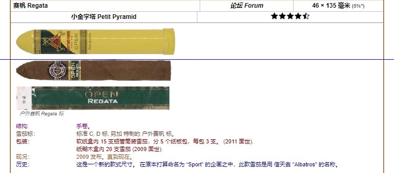 Montecristo 蒙特 赛帆|帆船赛 Regata 论坛 Forum 46 × 135 毫米 (5⅜″) 小金字塔 Petit Pyramid
